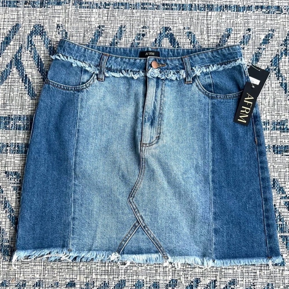 AFRM Denim Skirt Midi Length Blue Waist 30 NWT